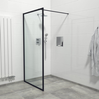 Saniclass Bellini Inloopdouche - 100x200cm - veiligheidsglas - mat zwarte lijst rondom - anti kalk SHOWROOMMODEL