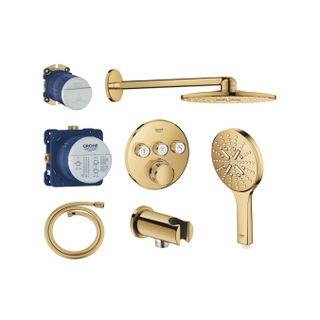 Grohe Grohtherm Ensemble de douche pluie - encastrable - pommeau rond - douchette ronde - cool sunrise