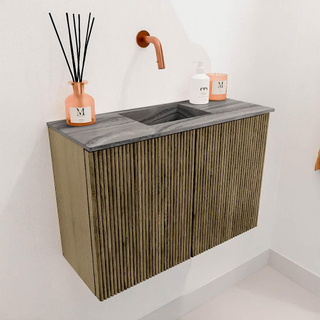 Mondiaz JOYA-DLUX 60cm toiletmeubel - kleur Dusk - Wastafel FAYE positie Midden Zonder kraangat kleur Sombra.