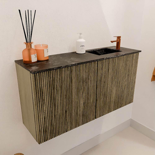 Mondiaz JOYA-DLUX 80cm toiletmeubel - kleur Dusk - Wastafel FAYE positie Rechts 1 kraangat kleur Lava.