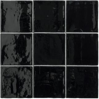 ÉCHANTILLON Par Goof Carreau mural Ancien Hollandais blanc noir Vintage Brillant Noir