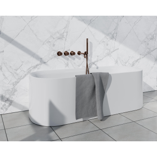 Fortifura Nebbio Ensemble combiné baignoire - mitigeur thermostatique - coude mural avec support de douchette - flexible de douche métallique - douchette à main barre - bec verseur - cuivre brossé PVD (cuivre)