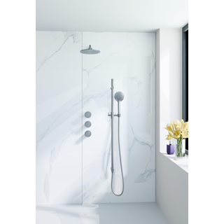 Fortifura Nebbio Regendoucheset - inbouwkraan - inbouwdeel - glijstang - doucheslang metaal - ronde handdouche - 35cm wandarm - 30cm ronde hoofddouche - geborsteld RVS PVD