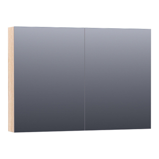 Saniclass Plain Spiegelkast - 100x70x15cm - 2 links/rechtsdraaiende spiegeldeuren - hout - white oak