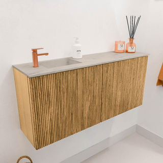 Mondiaz JOYA-DLUX 90cm meuble de toilette - couleur Chêne - Vasque FAYE position Gauche 1 trou de robinet couleur Opalo.