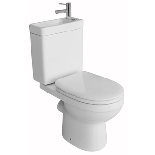 Allibert duoblok toiletset - 81x65x36.5cm - inclusief porseleinen fontein - met kraan en afvoer - keramiek wit
