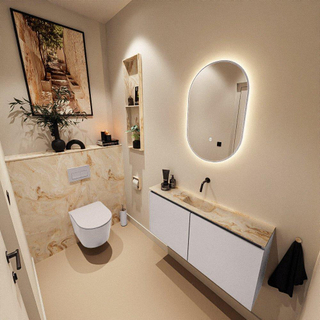 MONDIAZ TURE-DLUX Meuble toilette - 100cm - Cale - EDEN - vasque Frappe - position centrale - sans trou de robinet