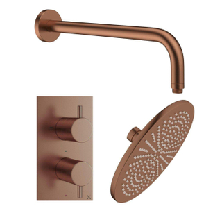 Crosswater MPRO Douche pluie - encastrable - pommeau 30cm - bras de douche mural - barre curseur - douchette ronde - Bronze brossé
