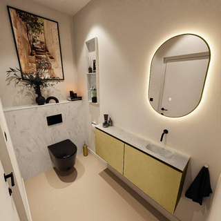 MONDIAZ TURE-DLUX Meuble toilette - 120cm - Oro - EDEN - vasque Opalo - position droite - sans trou de robinet