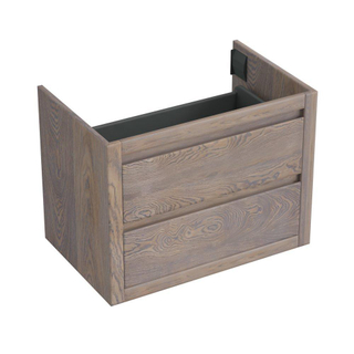 Forzalaqua Gela 2.0 meuble sous lavabo 80x51x60cm avec 2 tiroirs sans poignée à fermeture douce Chêne massif Gris argenté