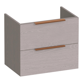 BRAUER Elevate meuble sous lavabo peu profond 60 excl. poignées à poser 2 tiroirs softclose et 1 découpe pour le siphon - Timber Greige