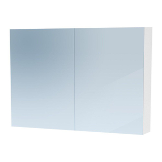 Saniclass Dual Spiegelkast - 100x70x15cm - 2 links- rechtsdraaiende spiegeldeur - MDF - hoogglans wit