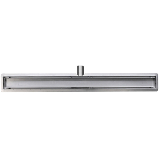 Wiesbaden caniveau de douche avec grille en carrelage et flasque 60 x 7 cm inox