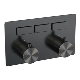 Brauer Gunmetal Edition boutons-poussoirs de thermostat encastrés 3 fonctions dans/enlevés gunmetal Brushed pvd