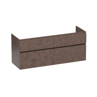 Saniclass Advance Wastafelonderkast - 140x46x60cm - 4 softclose greeploze lades - 2 sifonuitsparingen - en MFC - Rusty