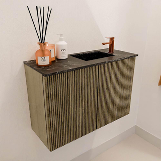 Mondiaz JOYA-DLUX 60cm toiletmeubel - kleur Dusk - Wastafel FAYE positie Rechts 1 kraangat kleur Lava.