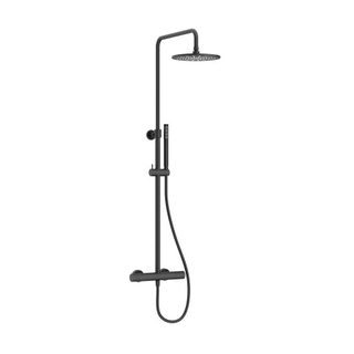 Crosswater Centrale Set de Douche Pluie - barre de douche - pomme de douche ronde - douchette - noir mat