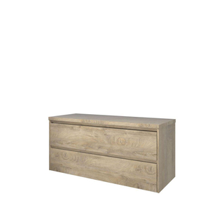 Proline top ensemble meuble 120x46x55.2cm meuble symétrique chêne brut et plaque de recouvrement chêne brut