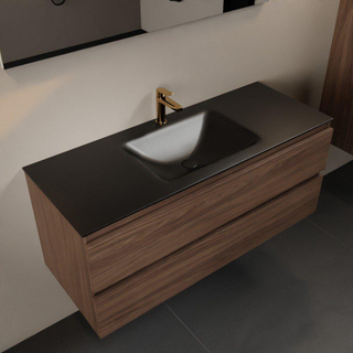 Mondiaz AIVY Ensemble de meuble - 120x45x50cm - 1 trou de robinet - 1 vasque Urban Solid surface - Centre - 2 tiroirs - sans miroir - Melamine Mocha
