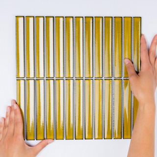 The Mosaic Factory Sevilla mozaïektegel 2x14.5x0.8cm voor wand kitkat finger Keramiek geel