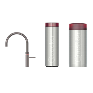 Quooker Fusion Round robinet d'eau bouillante - bec pivotant - Combi+ incl. réservoir Cube - Eau chaude / bouillante / pétillante / filtrée - Gunmetal