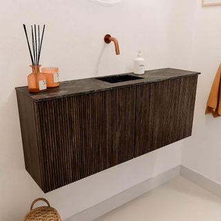 Mondiaz JOYA-DLUX 100cm meuble de salle de bains - couleur Walnut - Vasque FAYE position Milieu Sans trou de robinet couleur Lava.