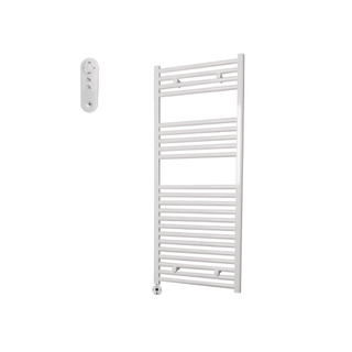 Sanicare HVS Elektrische Radiator - 111.8x60cm - 730W - met afstandsbediening - thermostaat - wit - linksonder - wit