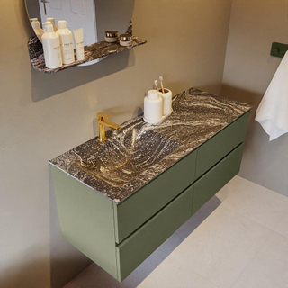 Mondiaz VICA-DLUX Ensemble de meuble de salle de bain - 120cm - meuble sous-vasque armée - 4 tiroirs - lavabo encastrée nuage gauche - 1 trou de robinet - version haute de 60cm - lave