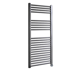 Sanicare Radiateur électrique - 111,8x45cm - 596W - design - thermostat - chrome - en bas à droite - gunmetal (anthracite)
