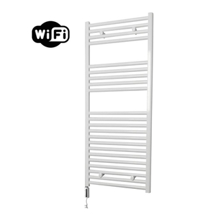 Sanicare HVW Elektrische Radiator - 111.8x45cm - 596W - wifi - thermostaat - wit - linksonder - wit
