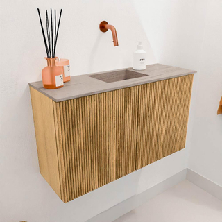 Mondiaz JOYA-DLUX 70cm toiletmeubel - kleur Oak - Wastafel FAYE positie Midden Zonder kraangat kleur Saba.