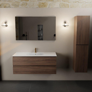 Mondiaz AIVY Ensemble de meuble - 120x45x50cm - 1 trou de robinet - 1 vasque Urban Solid surface - Centre - 2 tiroirs - sans miroir - Melamine Mocha