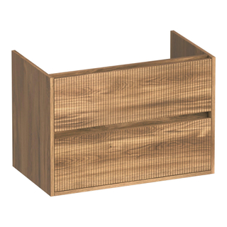 BRAUER Adore Wavy wastafelonderkast 80 2 softclose lades - greeploos - 1 sifon uitsparing - Honey
