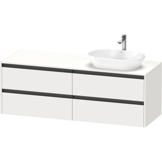 Duravit ketho 2 meuble sous lavabo avec plaque console avec 4 tiroirs pour lavabo droit 160x55x56.8cm avec poignées blanc anthracite mat