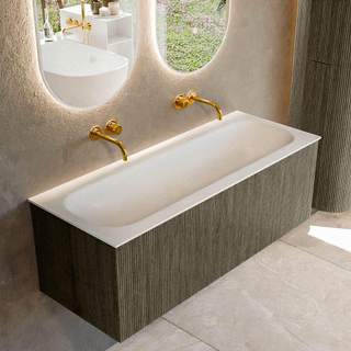 Ensemble de meuble de salle de bain Mondiaz KURVE - 120x46x40cm - 1 tiroir - lavabo en solid surface - milieu - sans trou de robinet - Shadow