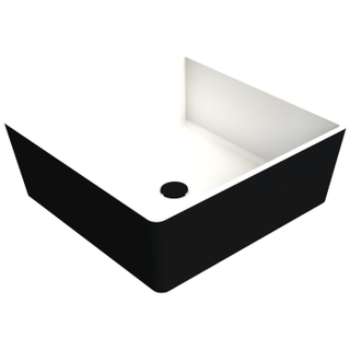 Thebalux vasque à poser en céramique Pisa carrée 37 x 37 extérieur noir mat intérieur blanc