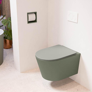 MONDIAZ LAVIE wandclosetpack - 36x53cm - diepspoel - rimless - Army (groen) - softclose - quick-release - toiletzitting - Smoke (grijs)