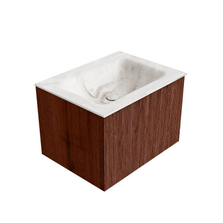 Mondiaz KURVE-DLUX Badkamermeubelset - 60x46x40cm - 1 lade - wastafel solid surface - midden - zonder kraangat - Ruby