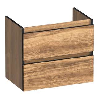 BRAUER Joy Edge wastafelonderkast ondiep 60 2 softclose lades - greeploos - 1 sifon uitsparing - Honey