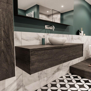 Mondiaz LUSH Meuble salle de bains avec 1 tiroir lavabo BARCO 150x30x45cm Centre sans trou de robinet Dark brown/Brun foncé