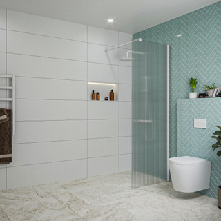 FugaFlow Eccelente Vetro inloopdouche badkamer - 70x200cm - ribbelglas - wandarm - mat wit