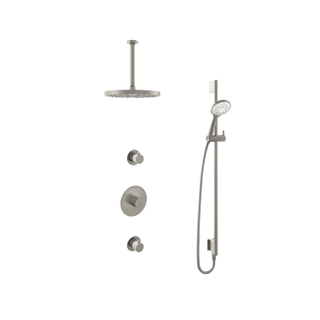Hotbath Buddy IBS Regendoucheset - 30cm plafondarm - 30cm ronde hoofddouche - 3 standen handdouche - glijstang - geborsteld nikkel