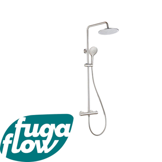 FugaFlow Eccelente Sobrado Badkamer Regendoucheset - thermostatisch - hoofddouche 25cm - ronde handdouche - geborsteld RVS PVD - Black Friday -