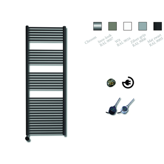 Sanicare Elektrische Design Radiator - 172 x 60 cm - 1127 Watt - thermostaat chroom linksonder - mat zwart