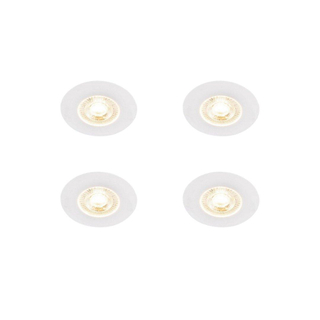 QAZQA Ulo Inbouwspot - set van 4 - 8.2x8.2cm - incl. LED - 3 staps dimbaar - IP65 - rond - mat wit