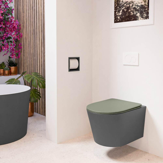 MONDIAZ LAVIE WC suspendu - 36x53cm - sans bride - Army (vert) - softclose - quick-release - abattant WC - Dark grey (gris)