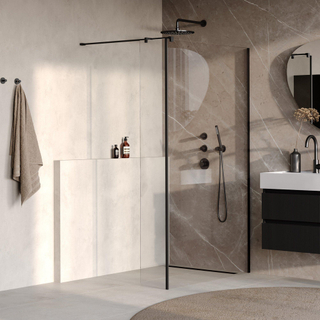 BRAUER Oblivion Inloopdouche - 120x200cm - 40cm zijwand - glascoating - helder glas - mat zwart