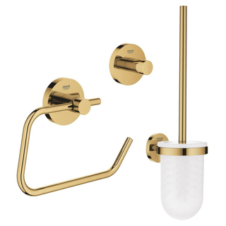 Grohe Essentials Set WC en 3 parties avec porte-brosse WC, crochet, et porte-rouleau sans couvercle cool sunrise (or)