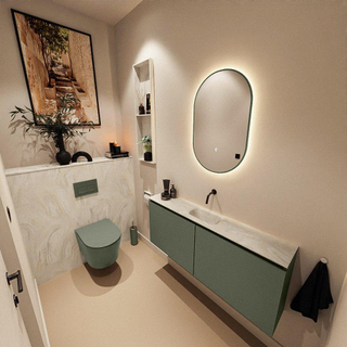 MONDIAZ TURE-DLUX Meuble toilette - 120cm - Army - EDEN - vasque Ostra - position centrale - sans trou de robinet