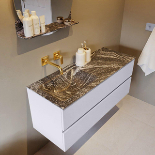 Mondiaz VICA-DLUX Ensemble de meuble de salle de bain - 120cm - meuble sous-vasque cale - 2 tiroirs - lavabo encastrée cloud gauche - sans trous de robinet - version haute de 60cm - lave